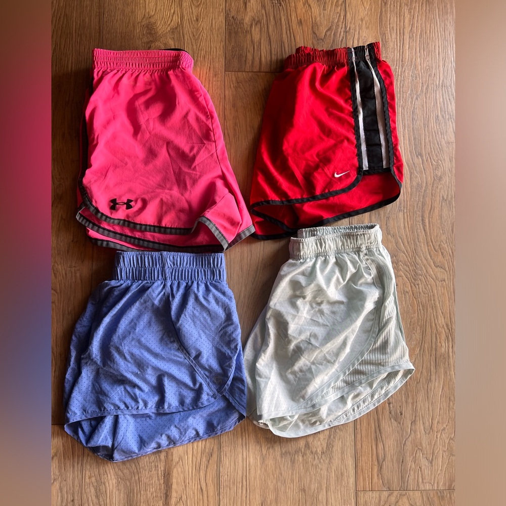 NIKE/UA/Gap Fit Shorts Bundle of 4 Women’s Running Shorts Lined Athletic Shorts